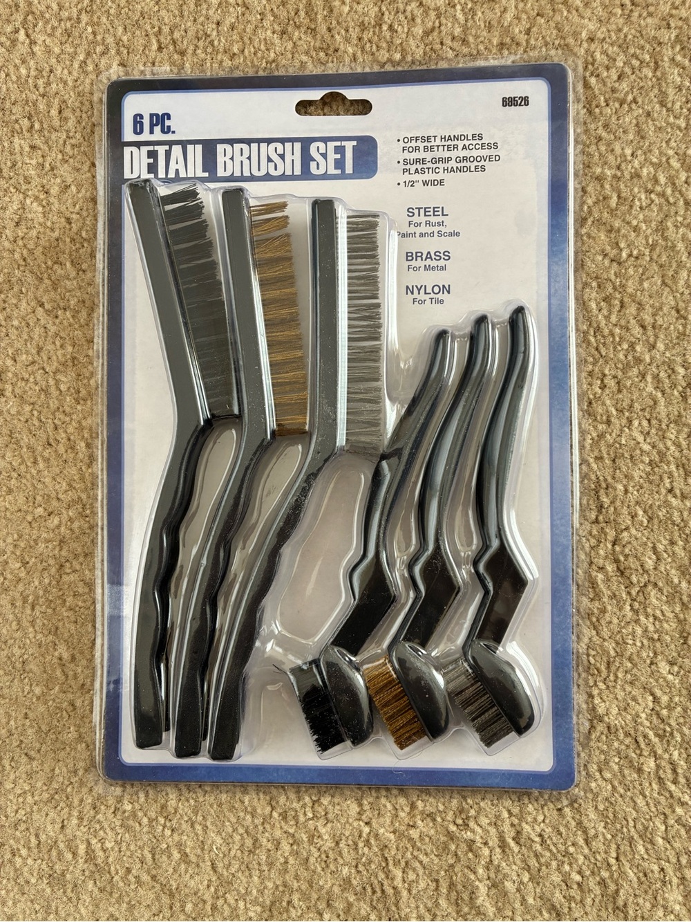 6-Piece Black Detail Brush Set - Multi-Material Cleaning